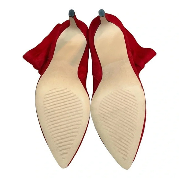 XOXO TANIAH POINTED TOE ANKLE BOOTS STILETTO‎ HEEL RED SUEDE WOMENS SIZE 7.5 - Picture 10 of 12